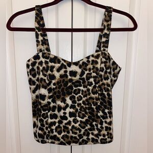 Vintage Leopard print cami top with an open back with designs in a Womens Size L